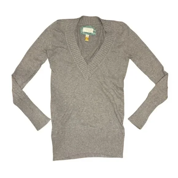 American Eagle Slouchy V-Neck Knit Sweater Gray Size M - Picture 3 of 7